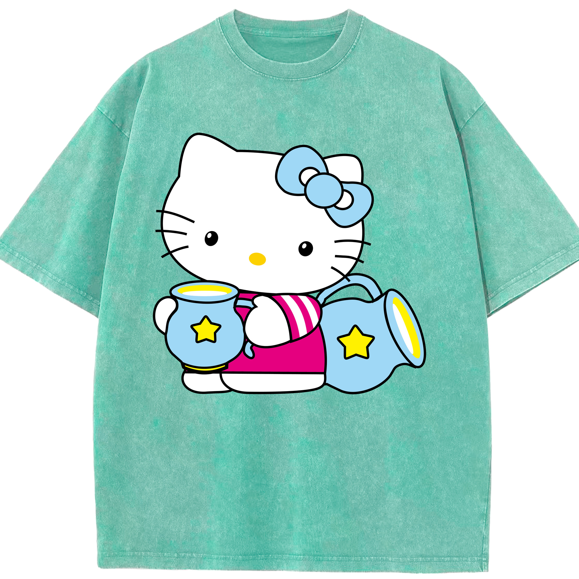 （画像用） Hello Kitty ハローキティ 綿100% ヴィンテージ風 半袖Tシャツ（フロントプリント）